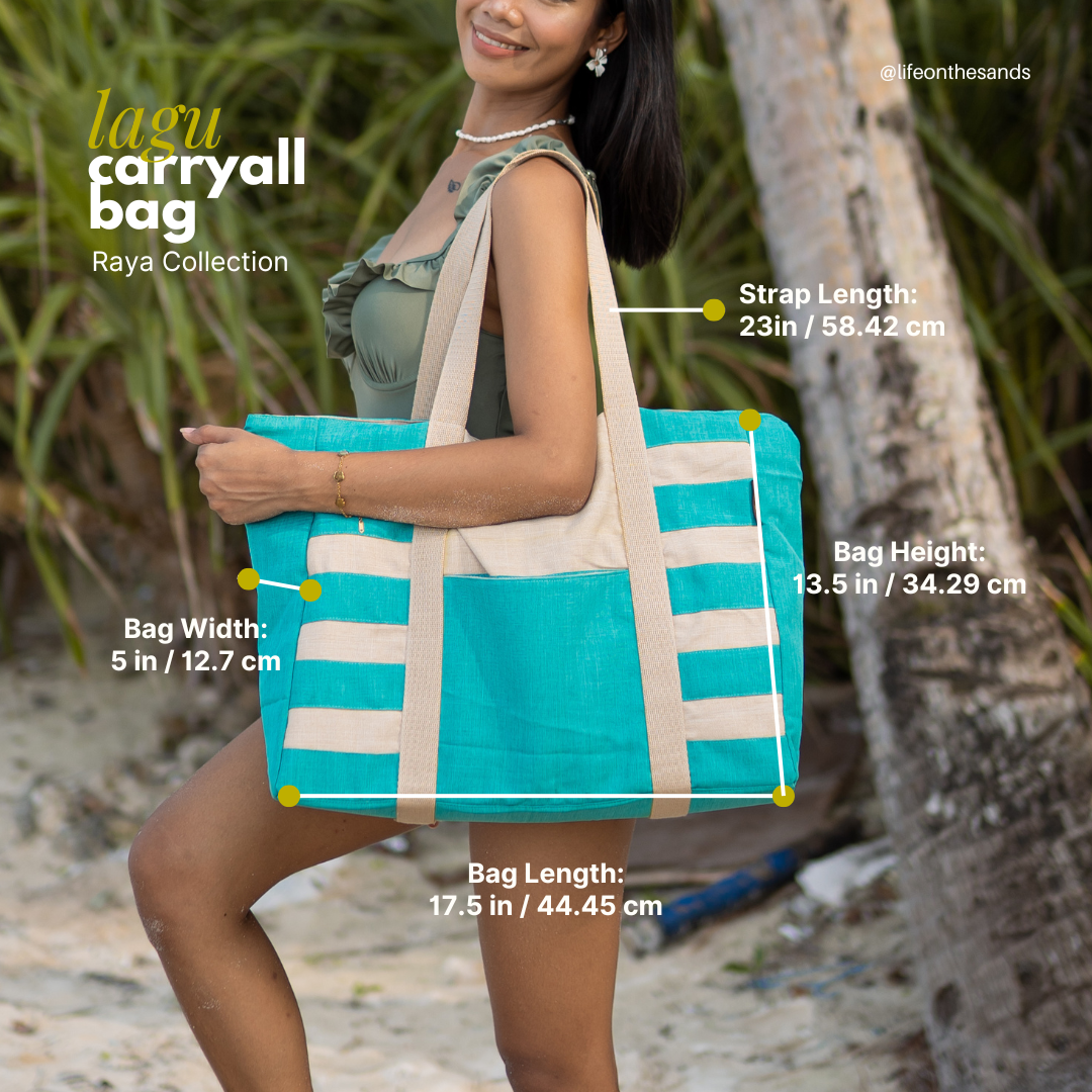 LAGU Beach Friendly Beach Bag Tote - Raya Collection | Sand Repellant Carryall Bag, Reusable Bag